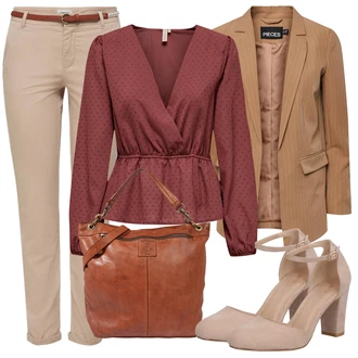 Outfit s Červená/Růžová/Fialová/Hnědá/Tmavě červená Halenka Halenkové Body/Halenka s Dlouhým Rukávem/Carmen Blůza/Halenkový Top/Zavinování Halenka/Elegantní Halenka/Peplum blůza Only "Outfit na léto"