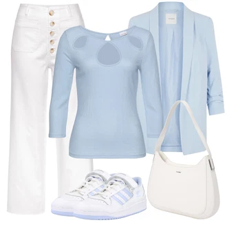 Nevěsta Outfit s Bílá/Krémová Dámské Džíny s Délkou 7/8/Zkrácené Džíny/Džín s Širokou Nohavicí/Džíny Culottes/Capri Džíny Lascana "Outfit na léto"