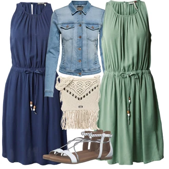 Outfit s Tmavě zelená/Tyrkysový/Zelená Pouzdrové Šaty/Žerzejové Šaty/Šaty s výstřihem/Ležérní Šaty/Šaty s Páskem/Šaty Bez Rukávů/Letní Šaty/Šaty S Vysokým Výstřihem Ragwear "Outfit na léto"