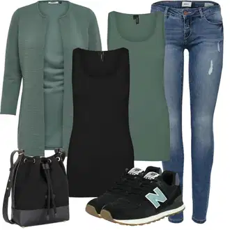Outfit s Tyrkysový/Zelená/Khaki Pletenina veľkej veľkosti/Tunika/Kabát/Kalhoty Veľké Veľkosti Only "Outfit na léto"