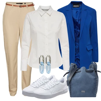 Outfity pro léto s Béžová/Khaki Jogger Kalhoty/Úzká Kalhoty/Chinos/Boyfriend Kalhoty/Mušelínové kalhoty/Mrkvová Kalhoty/Kalhoty se Štěrbinou/Ležérní Kalhoty/7/8 Kalhoty/Dlouhá Kalhoty/Navlékací Kalhoty/Kalhoty s nášivkou uprostřed/Žerzejová Kalhoty VERO MODA "Outfit na léto"