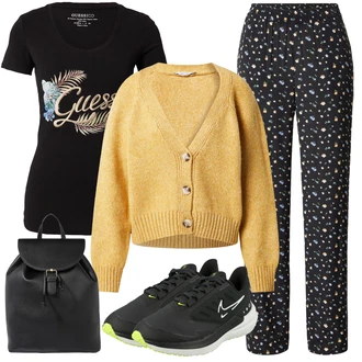 Outfit s Modrá/Žlutá/Červená/Tmavě modrá Kalhoty s Potiskem/Látková Kalhoty/Pyžamová Kalhoty/Mušelínové kalhoty/Navlékací Kalhoty Moves "Outfit na léto"