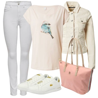 Outfit s Krémová/Khaki/Béžová/Bílá/Oranžová Vintage Bund/Letní Bund/Jarní bunda/Džínové Bund/Manšestrová Bunda/Krátké Džínové Bundičky/Krátký Bund/Krátký Bund Only "Outfit na léto"