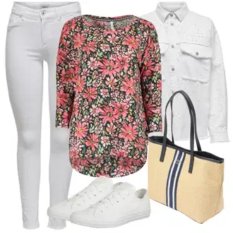 Outfit s Šedá/Bílá/Žlutá/Krémová Letní Bund/Cargo bunda/Blůzová Bunda/Jacquard Bund/Udržitelná bunda/Ažurová pletená bunda/Reflexní Bund/Košilová bunda Only "Outfit na léto"