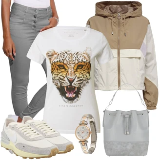 Fotbal Outfit s Šedá/Béžová/Stříbrný/Bílá Tenisová bota/Bowlingová bota/Bota na házenou/Golfová bota/Kopačka na umělý trávník/Kopačka s hrotem/Sálová kopačka/Fotbalová Bota/Běžecká bota Nike Sportswear "Outfit na léto"Look: Baseball, Fotbal, Bruslení