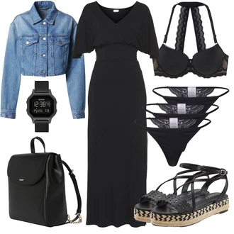 Outfit s Černá/Béžová/Červená/Zelená/Hnědá Espadrilka na Podpatku/Pletený Sandál/Espadrille sandál/Letní Bota Lascana "Outfit na léto"