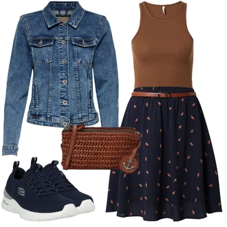 Outfity pro zábavu Hippie s Tmavě modrá/Fialová/Červená Sukně About You "Outfit na léto"Look: Preppy, Univerzitní, Námořní, Francouzské, Western, Cool, Boho, Hippie