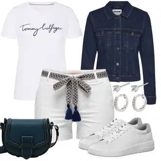 S zakovicama Outfit sa Tamnoplava/Svjetloplava/Plava Traper Jakna/Kratka Traper Jakna Noisy may "Outfit za odmor"Look: S zakovicama, Jahanje, Raditi