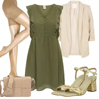 Majka mladenke Outfit sa Tamnozelena/Zeleno Safari haljina/Ležerna Haljina/Dimljena Haljina/Haljina Bez Rukava/Haljina tunika/Ljetna Haljina/Bluza Haljina/Haljina s Džepom/Platnena Haljina/Haljina a Kroj Only "Outfit za proljeće"