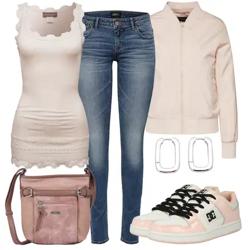 Kombinirajte Bijela/Pink/Srebro/Siva Nakit Štipaljka za uho/Stud Naušnica/Naušnica s prstenom Edited s Pink/Bež/Smeđa Gornja majica/Muške cipele/Top Bez Rukava/Majica na špagete/Čipkasti Top/Majica Bez Rukava Rosemunde