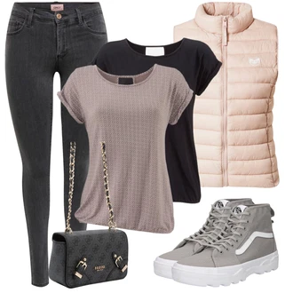 Outfit sa Siva/Pastelne boje Platnena Tenisica Vans "Outfit za svaki dan"
