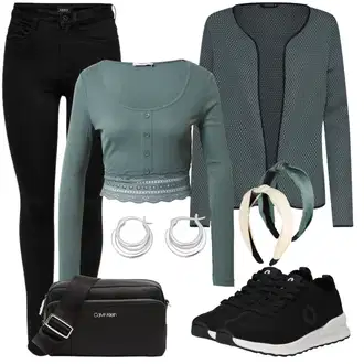 Outfit sa Crna/Tamnoplava Podstavljena Tajica/Tople Tajice/Neprozirna Tajica/Oblikovana Tajica/Sportska Tajica/Kožna Jakna/Tajice s Prorezom/Pletena Tajica/Pamučna Tajica Only "Outfit za svaki dan"