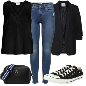 Chuck Taylor All Star Outfit sa Crna Niska Tenisica Converse "Outfit za svaki dan"