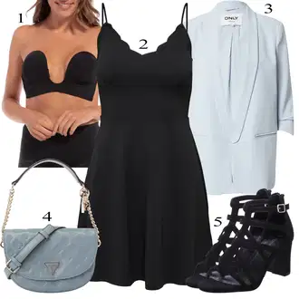 Outfit s Černá Podvazkové šaty/Šaty na tenké ramínko/Skater šaty/Šaty Bez Rukávů/Šaty Do Áčka/Žerzejové Šaty/Šaty Na Ramínko/Šaty Fit & Flare Only "Perfektní na léto"