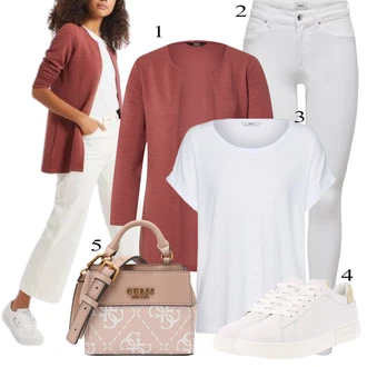Prevelik outfit mit Bela/Siva/Krem Majica & Top/Srajca & majica velike velikosti/Bluza velika velikost/Tunika Only "Priložnostna oblačila"Look: Nor, Klasična, Kul, Prevelik, Brez šivov, Preproste
