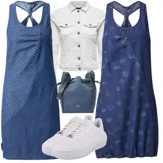 Outfit s Modrá/Tmavě modrá Šaty Na Ramínko/Sportovní Šaty/Letní Šaty/Žerzejové Šaty/Šaty s laclem/Šaty s výstřihem/Plážové Šaty/Ležérní Šaty/Džínové Šaty/Šaty Bez Rukávů Alife and Kickin, Modrá/Tmavě modrá/Světle modrá Šaty Na Ramínko/Letní Šaty/Pouzdrové Šaty/Žerzejové Šaty/Sportovní Šaty/Šaty s výstřihem/2-v-1 šaty/Ležérní Šaty/Džínové Šaty Alife and Kickin "Perfektní na jaro"