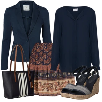 Outfit s Tmavě modrá Kožená bunda pro muže/Hedvábná Halenka/Businessová Halenka/Jednobarevná Halenka/Halenka s Dlouhým Rukávem/Halenkové Body/Žehlení odolná blůza/Slip-on Halenka/Blůza s knoflíčkem/Halenka se Stojatým Límcem Vila "Perfektní na léto"
