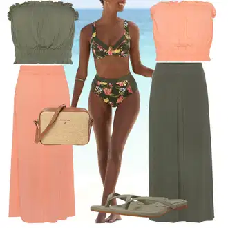 Outfity pro zábavu S křivkami s Růžová/Oranžová Halenka a Tunika/Halenka Móda Pro Plnoštíhlou/Tričko & Top Móda Pro Plnoštíhlé/Kraťas pro plnoštíhlé Lascana "Perfektní na léto"