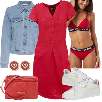 Outfity pro léto s Růžová/Tmavě červená Košilové šaty/Halenkové Šaty/Ležérní Šaty/Šaty s Kapsou/Bavlněné Šaty/Manšestrové Šaty/Pouzdrové Šaty Heine "Perfektní na léto"