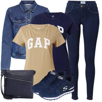 Outfit s Tmavě modrá/Modrá/Světle modrá Džínové Bund/Krátké Džínové Bundičky Only "Perfektní na léto"