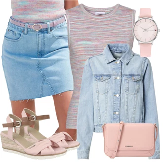 Kůže Outfit s Růžová/Béžová Sandál na klínku/Espadrilka s klínovým podpatkem/Korkový sandál na klínku/Bota Na Klínku/Espadrille sandál/Letní Bota/Espadrilka Tom Tailor "Perfektní na léto"
