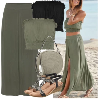 Bez rukávů Outfit s Černá Halenka a Tunika/Kraťas pro plnoštíhlé/Halenka Móda Pro Plnoštíhlou/Tričko & Top Móda Pro Plnoštíhlé Lascana "Perfektní na léto"