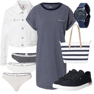 Outfit s Tmavě modrá Žerzejové Šaty/Tunikové šaty/Pouzdrové Šaty/Tričkové šaty GAP "Perfektní na léto"