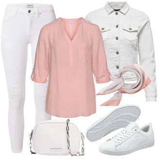 Outfit s Šedá/Krémová/Bílá/Světle šedá Džínové Bund/Krátký Bund/Letní Bund/Košilová bunda/Krátký Bund/Krátké Džínové Bundičky Only "Perfektní na léto"