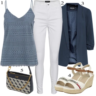 Poletne Outfiti mit Siva/Bela/Krem Termo Hlača/Jeggings/Pajkice z Visokim Pasom/Treggings/Pajkice z Razporkom/Skinny Hlače VERO MODA "Poletna oblačila"