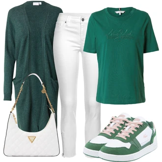 Zapínání na knoflíky Outfit s Tmavě Zelená/Tyrkysový/Zelená Pletenina veľkej veľkosti/Šaty Móda Pro Plnoštíhlou/Tunika Vila "Perfektní na léto"