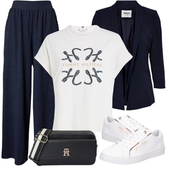 Outfit s Bílá/Červená Teniska Tenisky s Bočním Zipem/Letní Tenisky/Kožené Tenisky/Úzká Teniska/Nízká Teniska Tommy Hilfiger "Perfektní na léto"