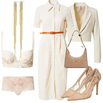 Outfity pro léto s Krémová/Oranžová/Bílá/Béžová Košilové šaty/Šaty s Páskem katy perry exclusive for about you "Perfektní na léto"