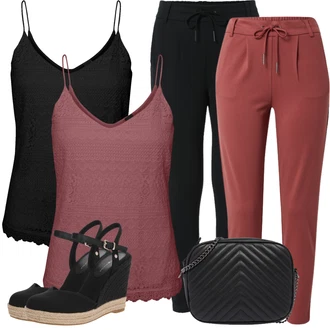 Outfit s Černá Pletený Legín/Bavlněné Legíny/Teplé Legíny/Legíny s Podšívkou/Termo Kalhoty/Tréninková Kalhoty/Kožená bunda/Tregíny Only "Pestrý letní outfit"