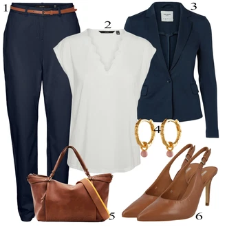 Outfit s Krémová/Bílá Halenka a Tunika Tunika/Halenka Móda Pro Plnoštíhlou/Tričko & Top Móda Pro Plnoštíhlé VERO MODA "Elegantní vzhled"