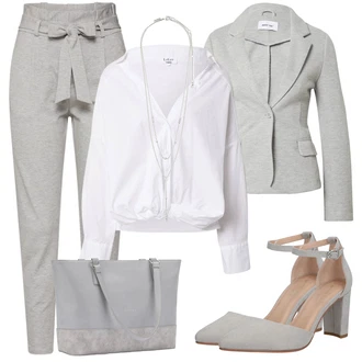 Kombinacije za posao sa Siva/Svjetlosiva/Kaki Boyfriend Hlače/Carrot Hlače/Ležerna Hlača/Hlače Visokog Struka/Jersey Hlača/Jogger Hlača/Paperbag Hlača/Trenirka VERO MODA "Savršeni look za ured"