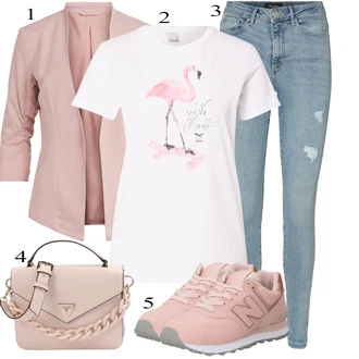 Ležérní Outfit s Světle modrá/Modrá Kalhoty s dírou/Džínové Legíny/Jeggings/Skinny Kalhoty/Kalhoty se Štěrbinou VERO MODA "Lehký outfit"Look: Styl, Ležérní, Cool, Disko, Moderní, Krásný, Old Money