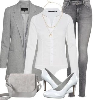 Outfit s Bílá/Krémová Halenka Slim Fit/Halenkové Body VERO MODA "Skvělé pro práci"