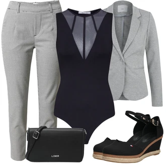 Outfit s Černá/Béžová Lodička na klínku/Boty Mary Jane/Espadrilka s klínovým podpatkem/Bota Na Klínku/Přezková bota/Espadrilka na Podpatku/Espadrille sandál Tommy Hilfiger "Jarní Outfit"