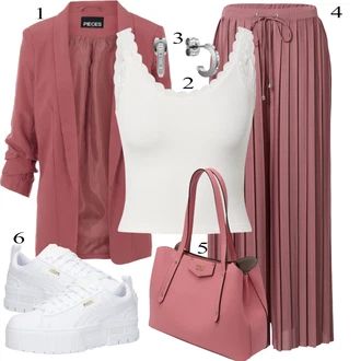 Djeveruša Outfit sa Ljubičasta/Pink Hlače Široka Hlača/Culotte Hlačice/Hlače S Naborom/Hlače s prednjim naborom About You "Tvoj otmjeni outfit"