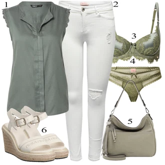 outfit mit Zelena/Temno zelena/Turkizna Bluza velika velikost/Tunika Only "Poletna oblačila"