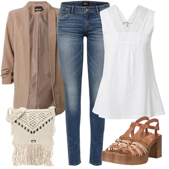Vysoké Podpatky Outfit s Hnědá/Béžová Letní Bota/Páskový Sandál/Přezková bota/Sandál Na Podpatku/Vintage sandál/Sandál s podpatkem/Pletený Sandál/Sandál Na Širokém Podpatku/Platform Sandal MTNG "Stylová letní nálada"
