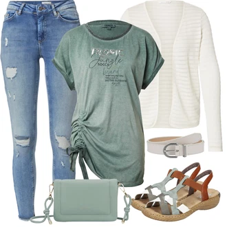 Mom Křest Outfit s Krémová/Bílá Móda Pro Plnoštíhlou Pletenina veľkej veľkosti Only "Stylová letní nálada"Look: Layered, Mom, Kancelář, Chytrý příležitostný, Univerzitní, Bar, Křest, Koncert, Biřmování, Chatky, Škola