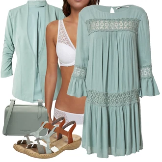 Outfit s Bílá/Krémová/Šedá/Khaki Angora Prádlo/Klasické kalhotky/Formující Kalhotky/Merino prádlo/Kalhotky/Multibaleno/Spodní kalhotky/Sada kalhotek podprsenky/Merino spodní prádlo ESPRIT "Stylová letní nálada"