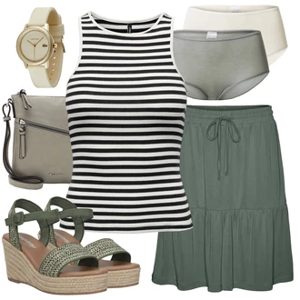 Outfit s Béžová/Oranžová/Khaki/Hnědá Dámské chytré hodinky/Nástroj pro hodinky Lacoste "Stylová letní nálada"