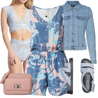 Krátká Léto Outfit s Pastelové barvy/Modrá/Světle modrá Overal & Kombineza/Plážová móda/Hrací souprava/Letní Overall Iriedaily "Stylová letní nálada"