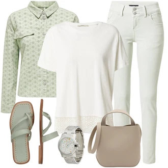 Outfit s Světle zelená/Zelená/Světle modrá/Tmavě zelená Páskový Sandál/Pohodlný Sandál/Sandál Dianette/Žabka/Letní Bota/Espadrille sandál/Římská sandála/Vintage sandál "Stylová letní nálada"