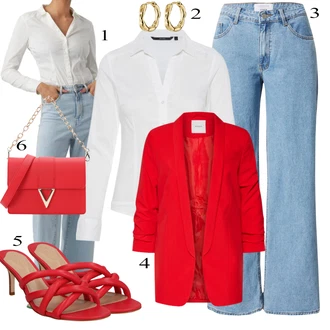Bombaž outfit mit Krem/Bela Srajca/Bluzasti Body/Slim Fit Bluza VERO MODA "pomladna obleka"