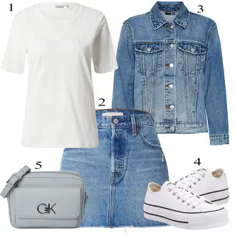 outfit mit Svetlo modra/Modra Denim Krilo/Krilo iz 90-ih/Mini Krilo/Vintage Denim Krilo levi's ® "pomladna obleka"