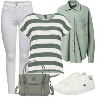 Outfit s Pastelové barvy/Krémová Lacoste "Stylový look na jaro"