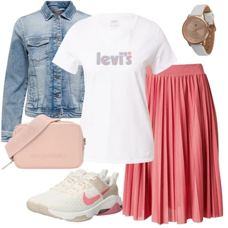 Dlouhé / Maxi Outfit s Růžová/Béžová/Modrá Dlouhý Zimní Kabát/Taška/Dlouhé Šaty/Doplňek/Dlouhá tylová sukně valentino "Stylový look na jaro"